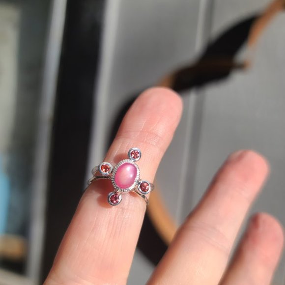 Star ruby & garnet sterling ring sz6.5 - Picture 3 of 10